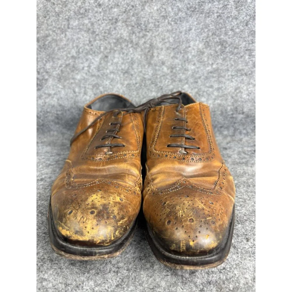 To‎ Boot New York Shoes Mens Size 10 Brown Wingtip Oxford Brogue Made in Italy